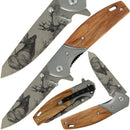 Lock Knife 375 - Deer Design with Zebra Wood Handle