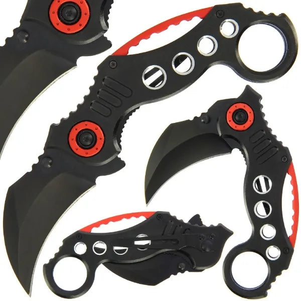 Lock Knife Aluminium Handle with Red and Black Effect