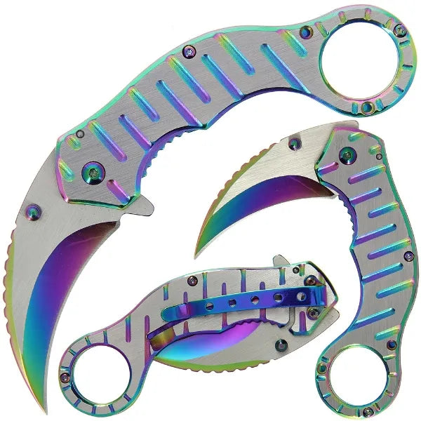 Lock Knife 540 - Stainless Steel and Rainbow Effect with SS Handle