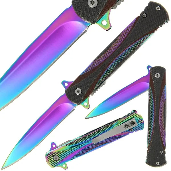 Lock Knife 075 - Rainbow Effect Blade and Handle