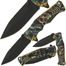 Lock Knife 666 Skull n Roses 3D Print with SS Handle