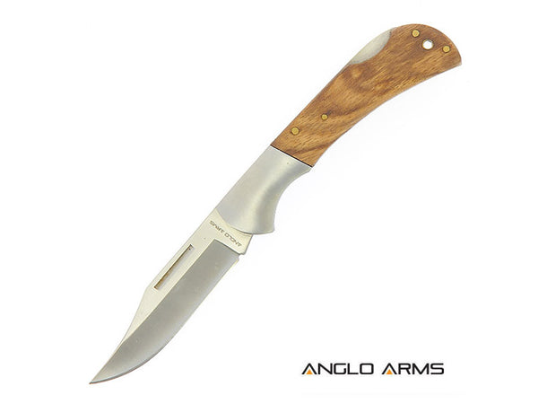 Lock Knife With Zebra Wood Handle And Nylon Case